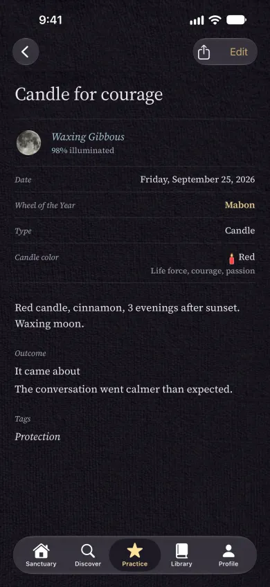 Grimoire entry as a book page