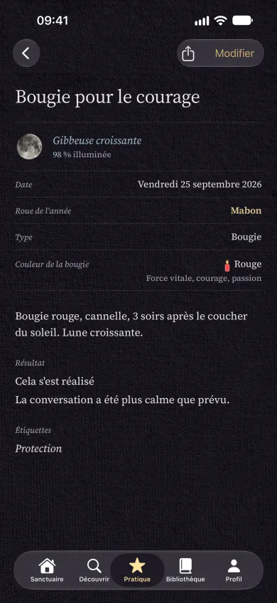 Entrée du grimoire en page de livre