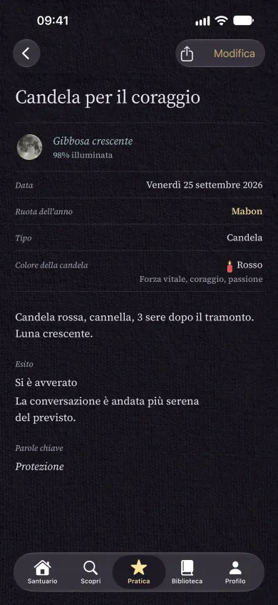 Voce del grimorio come pagina di un libro