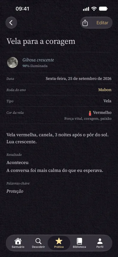 Entrada do grimório como página de livro