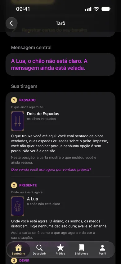 Tiragem de tarô com a interpretação de cada posição